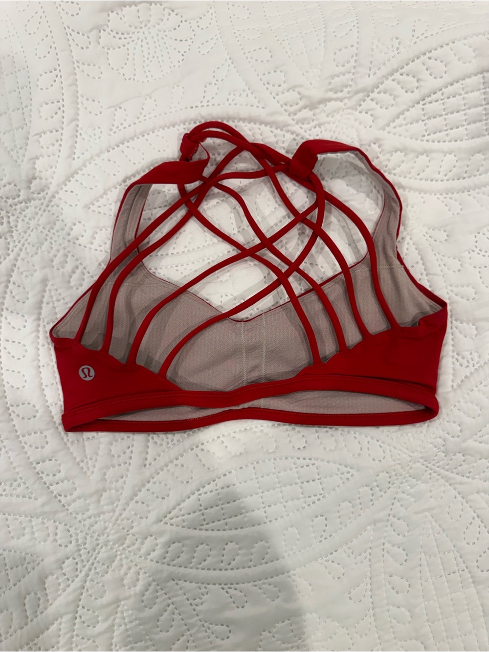 lululemon athletica Red Strappy Mesh Sports Bra